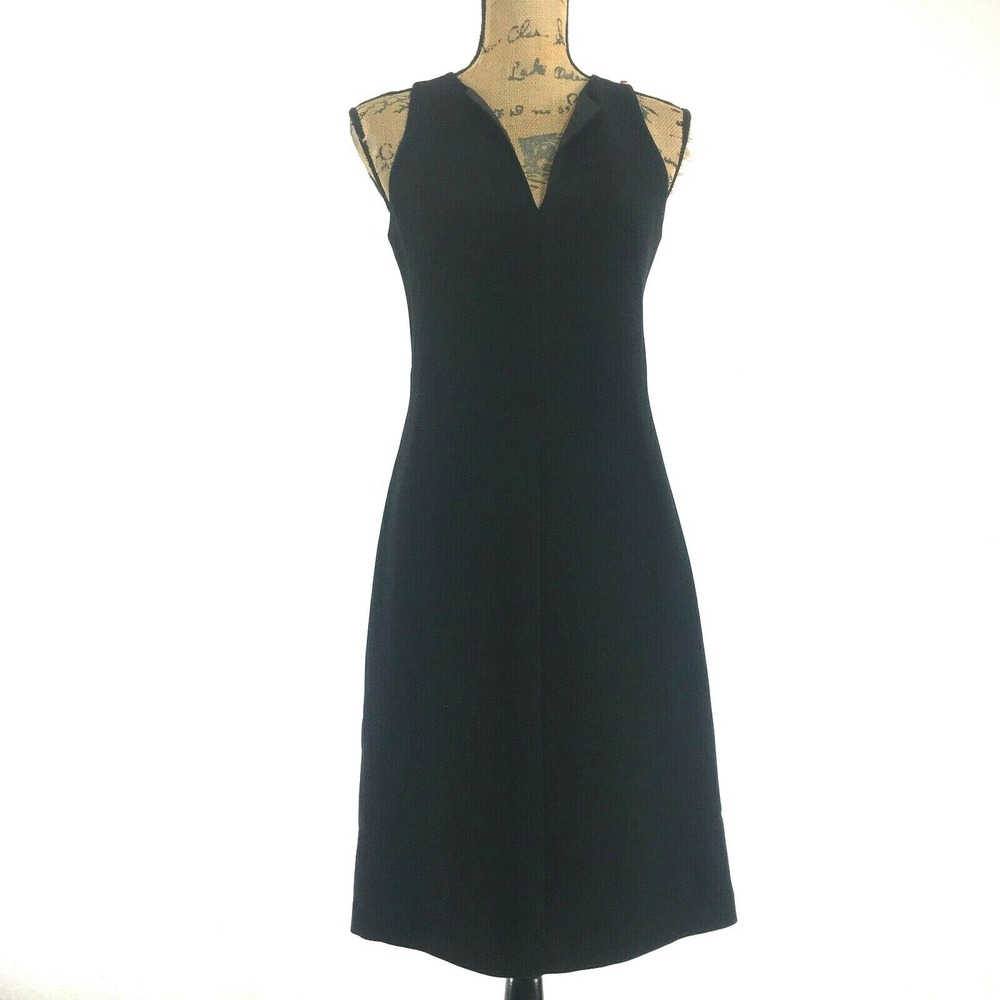 Banana Republic Dress 4 Black Suiting V Neck Below Knee Lined Party Career LBD